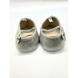 Build-A-Bear Silver Glitter Bow Mary Jane Shoes Plush Accessory B-A-B Logo